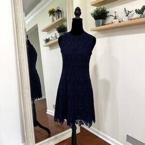Navy Lace Women's Knee-Length Dress Women's Size 0-4 Sleeveless